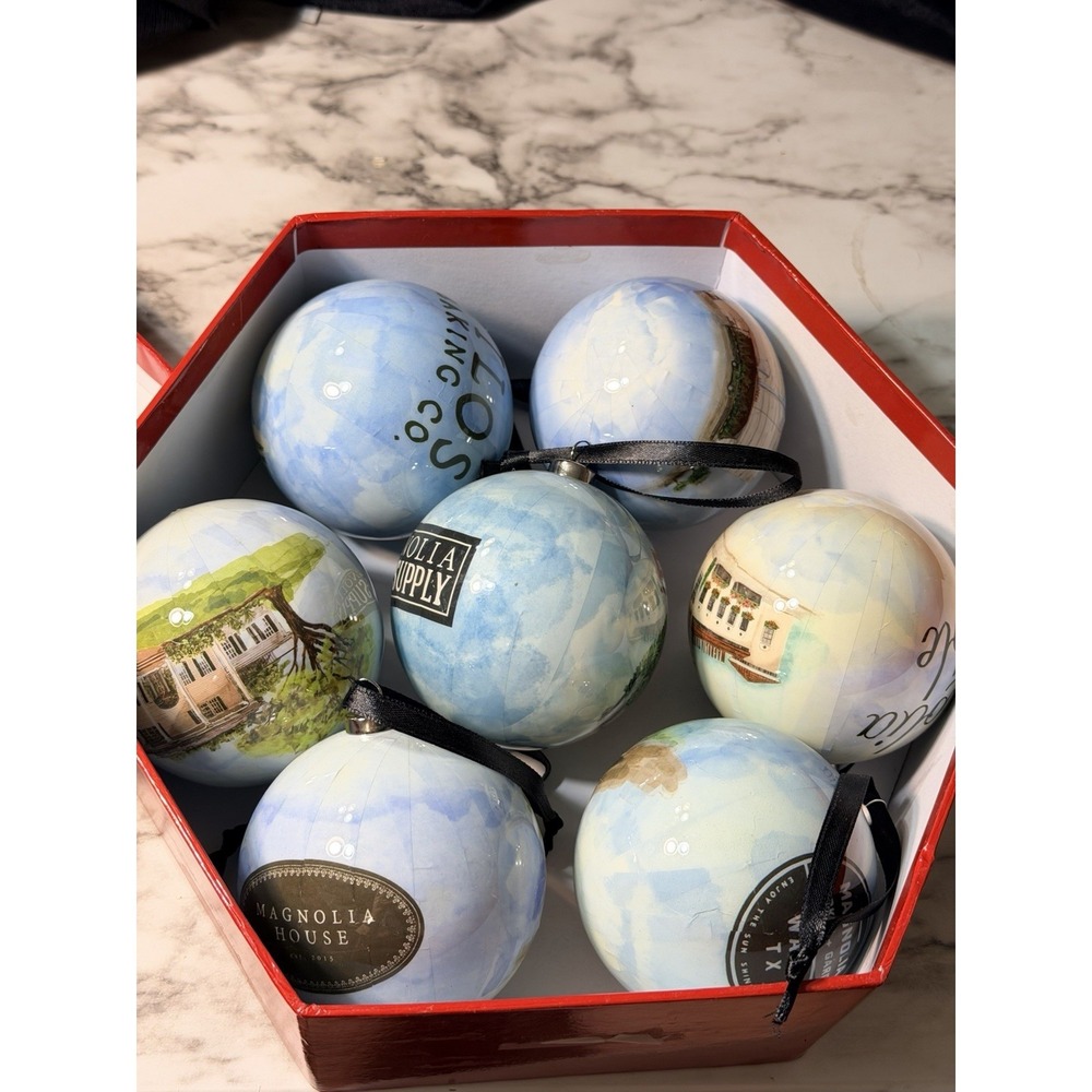Magnolia Market  Waco TX Decoupage Ornaments Set of 7 Chip Joanna Gaines (P2892) - Picture 2 of 14